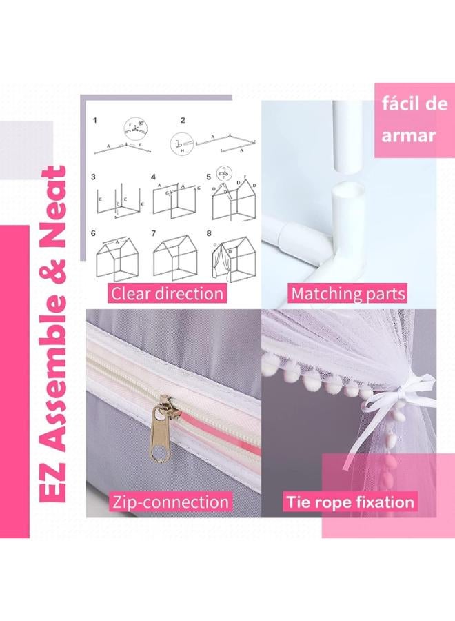 Kids Princess Castle Playhouse Tent – Foldable Indoor & Outdoor Play Tent (Pink) - Image 4